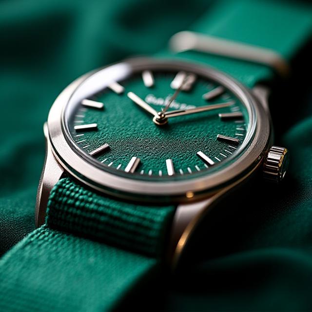 Luxury textile watch macro shot