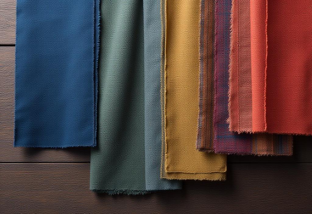 Close up of various high-quality textile samples for watch straps